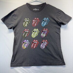 The Rolling Stones Women's T-Shirt Multicolor Tongues Design 100% Cotton Size L
